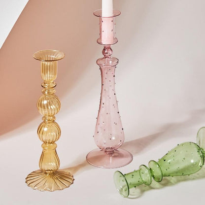 Pastel Glass Candle Holder for Elegant Table Decor