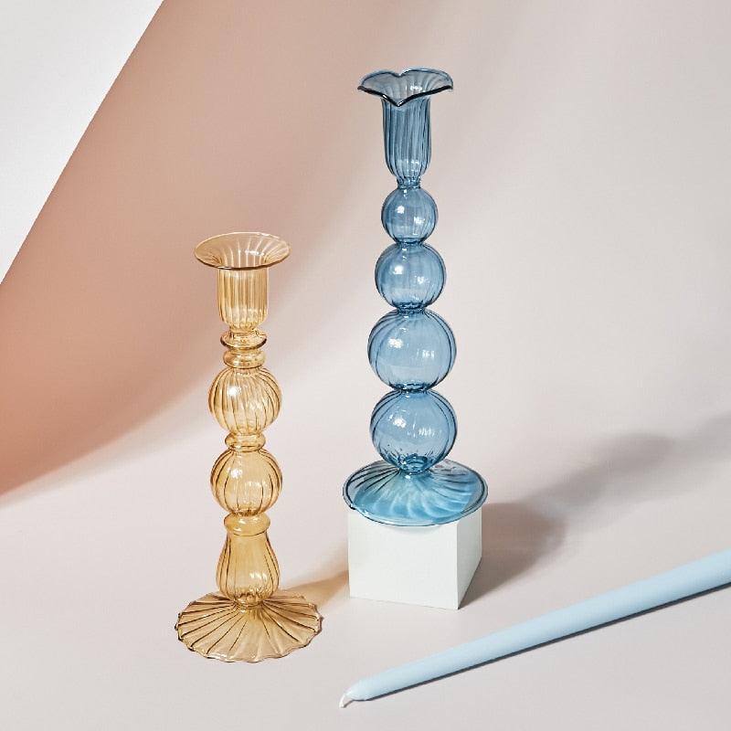 Pastel Glass Candle Holder for Elegant Table Decor
