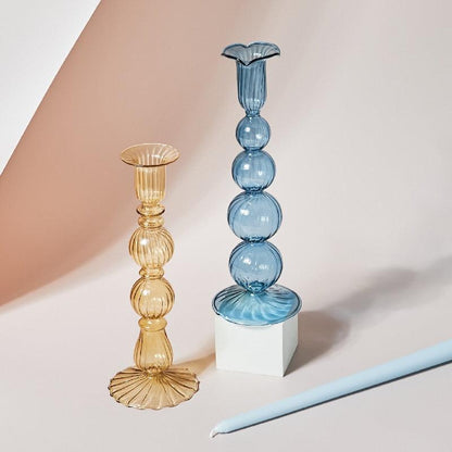 Pastel Glass Candle Holder for Elegant Table Decor