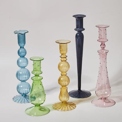 Pastel Glass Candle Holder for Elegant Table Decor