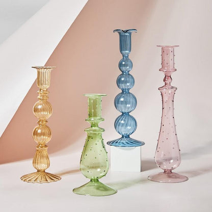 Pastel Glass Candle Holder for Elegant Table Decor