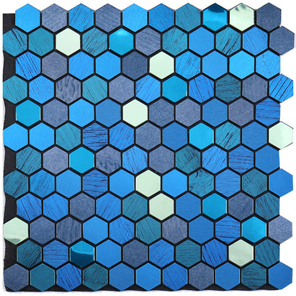 Peel and Stick Metal Hexagon Mosaic Wall Tiles 30 cm