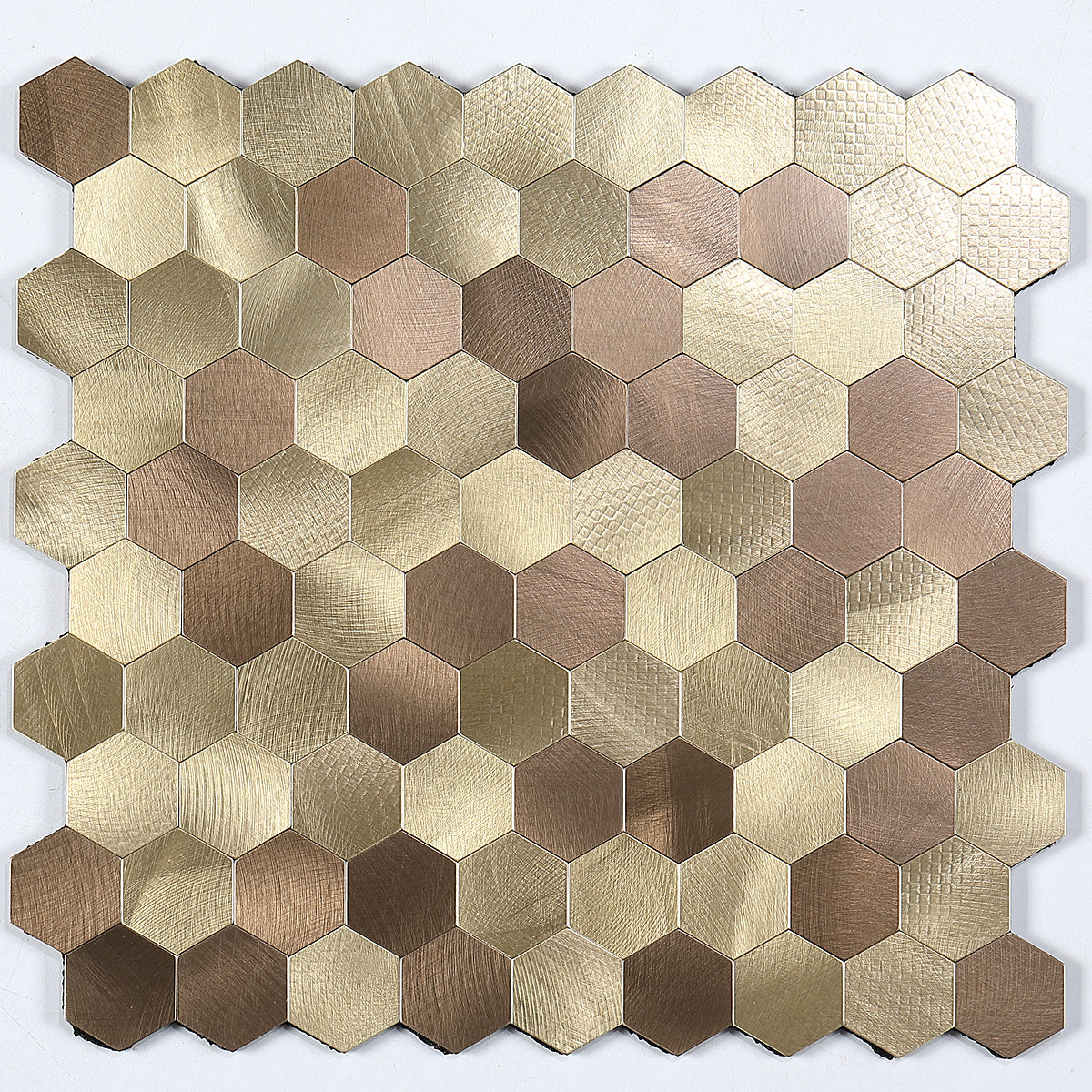 Peel and Stick Metal Hexagon Mosaic Wall Tiles 30 cm