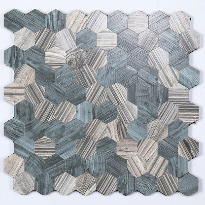 Peel and Stick Metal Hexagon Mosaic Wall Tiles 30 cm