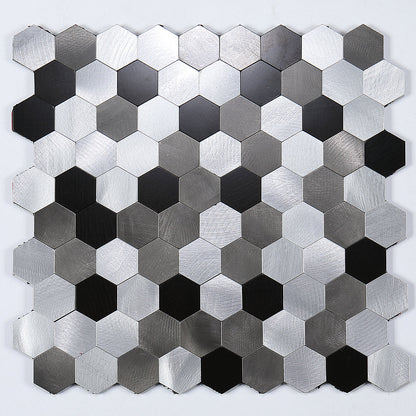 Peel and Stick Metal Hexagon Mosaic Wall Tiles 30 cm