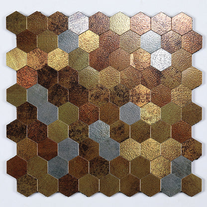Peel and Stick Metal Hexagon Mosaic Wall Tiles 30 cm