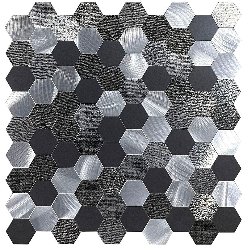 Peel and Stick Metal Hexagon Mosaic Wall Tiles 30 cm