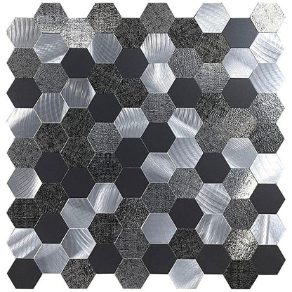 Peel and Stick Metal Hexagon Mosaic Wall Tiles 30 cm