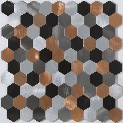 Peel and Stick Metal Hexagon Mosaic Wall Tiles 30 cm