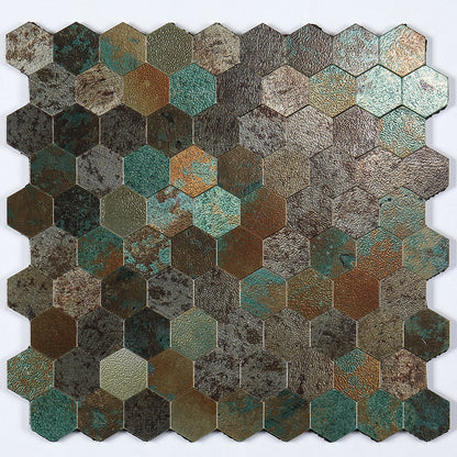 Peel and Stick Metal Hexagon Mosaic Wall Tiles 30 cm
