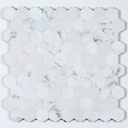 Peel and Stick Metal Hexagon Mosaic Wall Tiles 30 cm