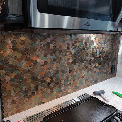 Peel and Stick Metal Hexagon Mosaic Wall Tiles 30 cm