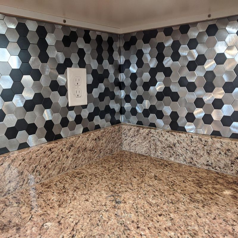 Peel and Stick Metal Hexagon Mosaic Wall Tiles 30 cm