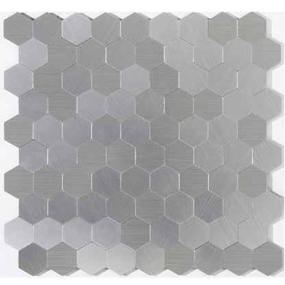 Peel and Stick Metal Hexagon Mosaic Wall Tiles 30 cm