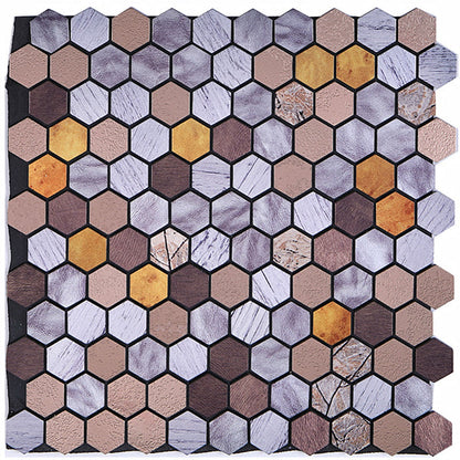 Peel and Stick Metal Hexagon Mosaic Wall Tiles 30 cm