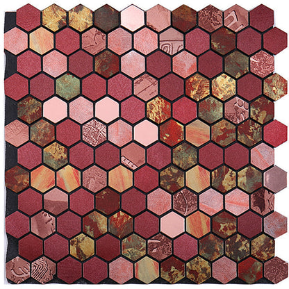 Peel and Stick Metal Hexagon Mosaic Wall Tiles 30 cm
