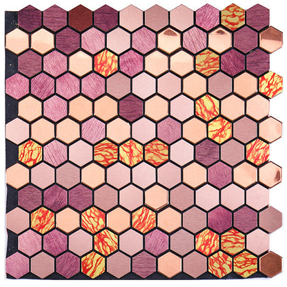 Peel and Stick Metal Hexagon Mosaic Wall Tiles 30 cm