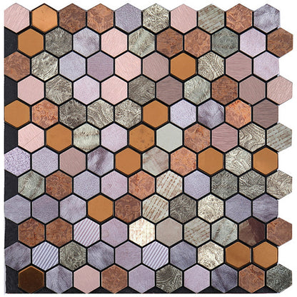 Peel and Stick Metal Hexagon Mosaic Wall Tiles 30 cm