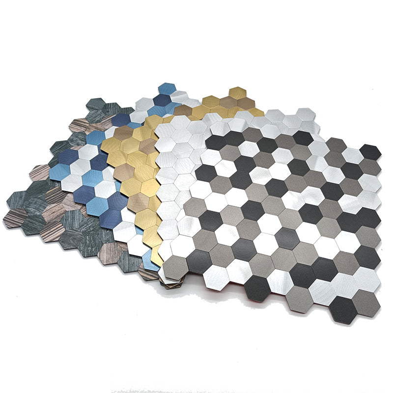 Peel and Stick Metal Hexagon Mosaic Wall Tiles 30 cm