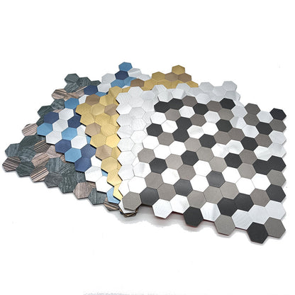 Peel and Stick Metal Hexagon Mosaic Wall Tiles 30 cm