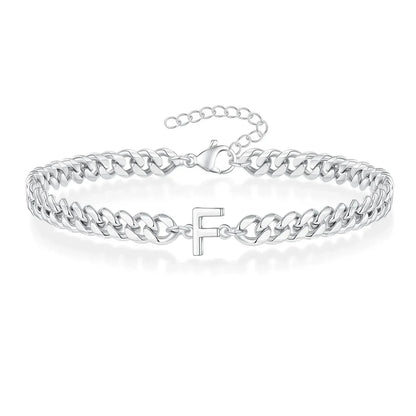 Personalized Initial Cuban Chain Bracelet for Couples