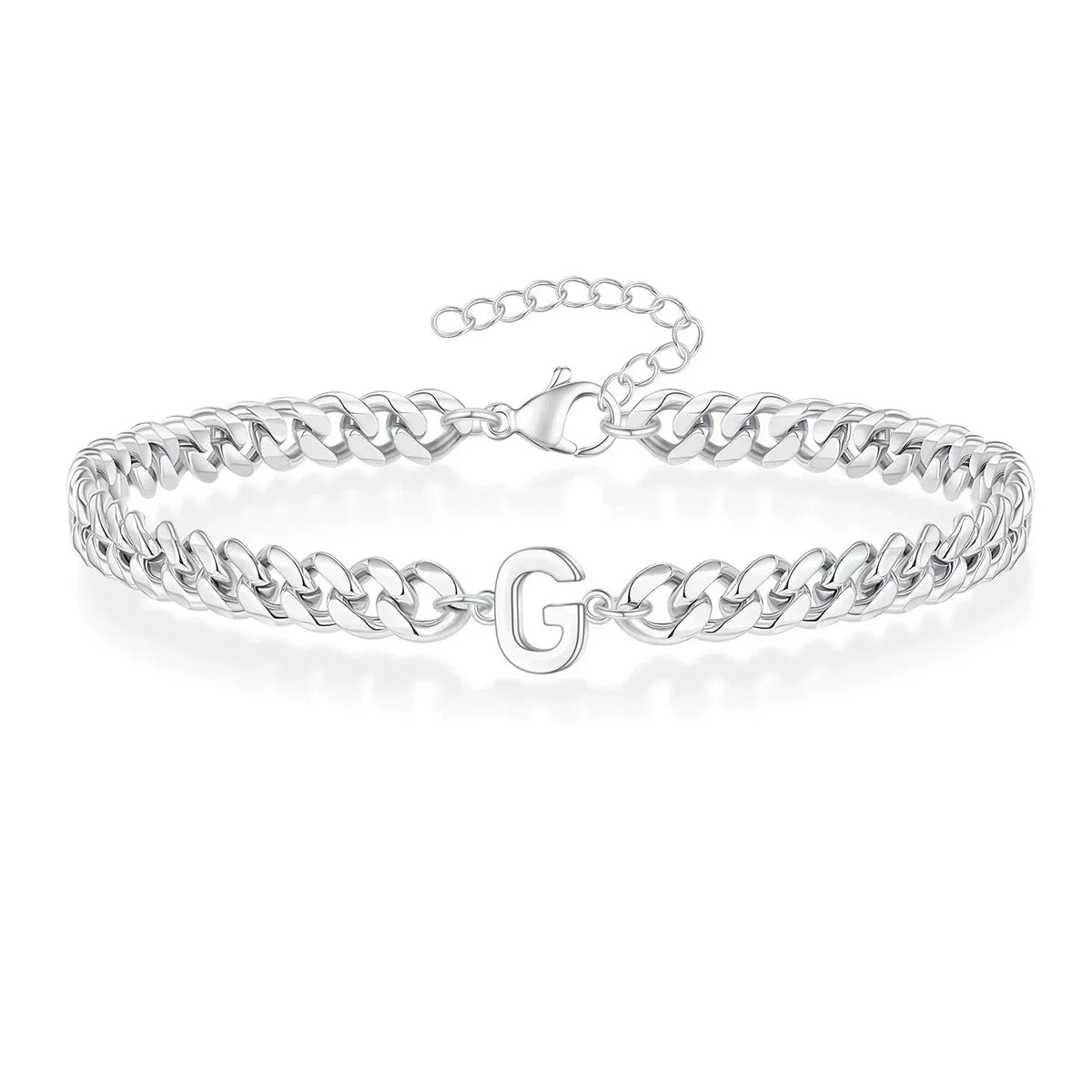 Personalized Initial Cuban Chain Bracelet for Couples