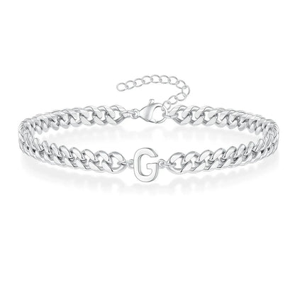 Personalized Initial Cuban Chain Bracelet for Couples
