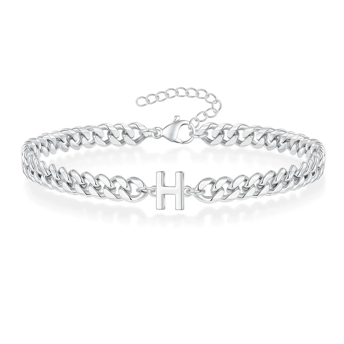 Personalized Initial Cuban Chain Bracelet for Couples