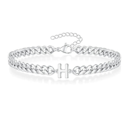 Personalized Initial Cuban Chain Bracelet for Couples