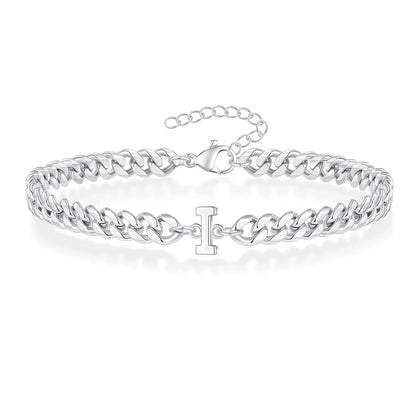 Personalized Initial Cuban Chain Bracelet for Couples