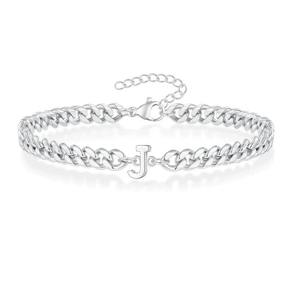 Personalized Initial Cuban Chain Bracelet for Couples