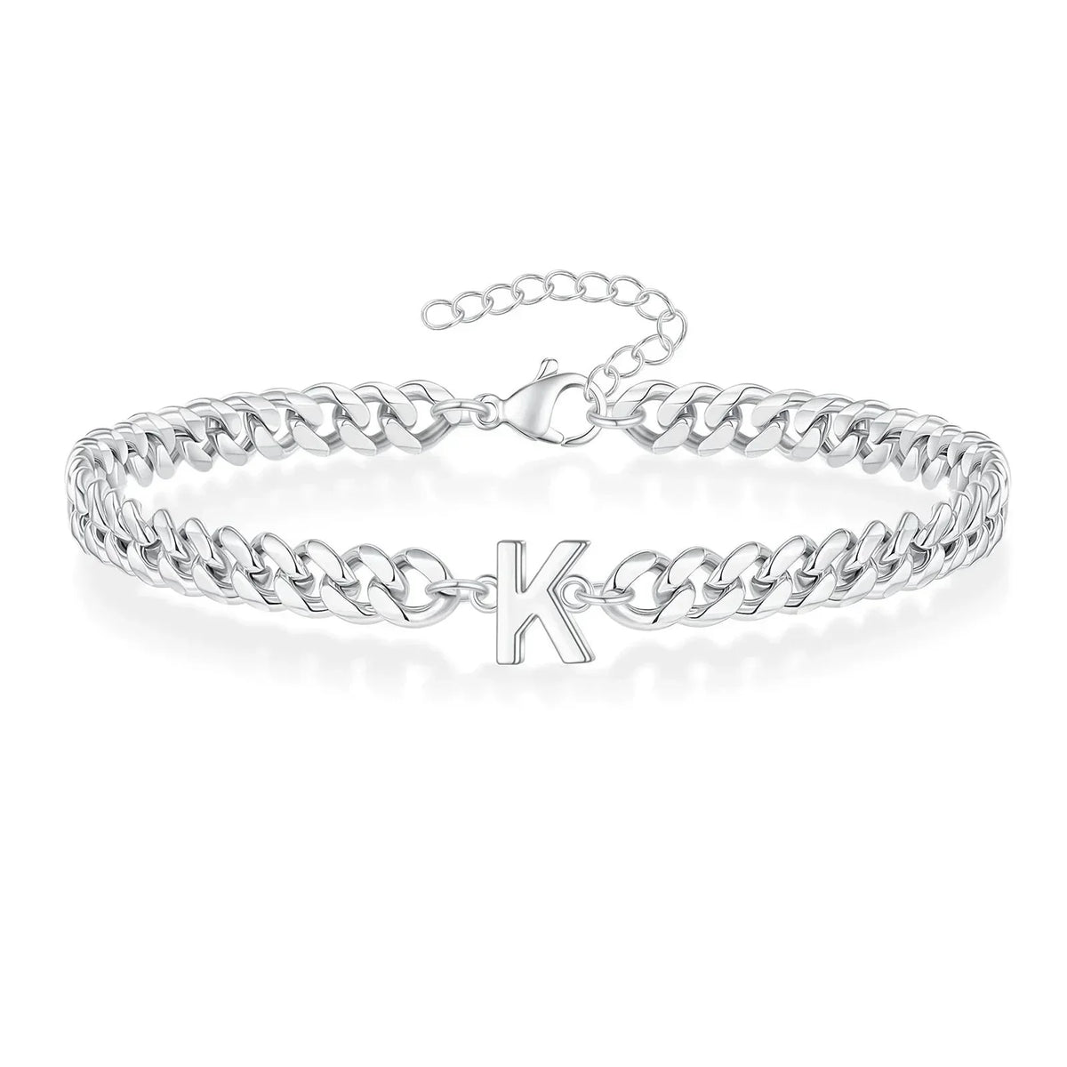 Personalized Initial Cuban Chain Bracelet for Couples