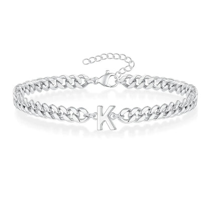 Personalized Initial Cuban Chain Bracelet for Couples