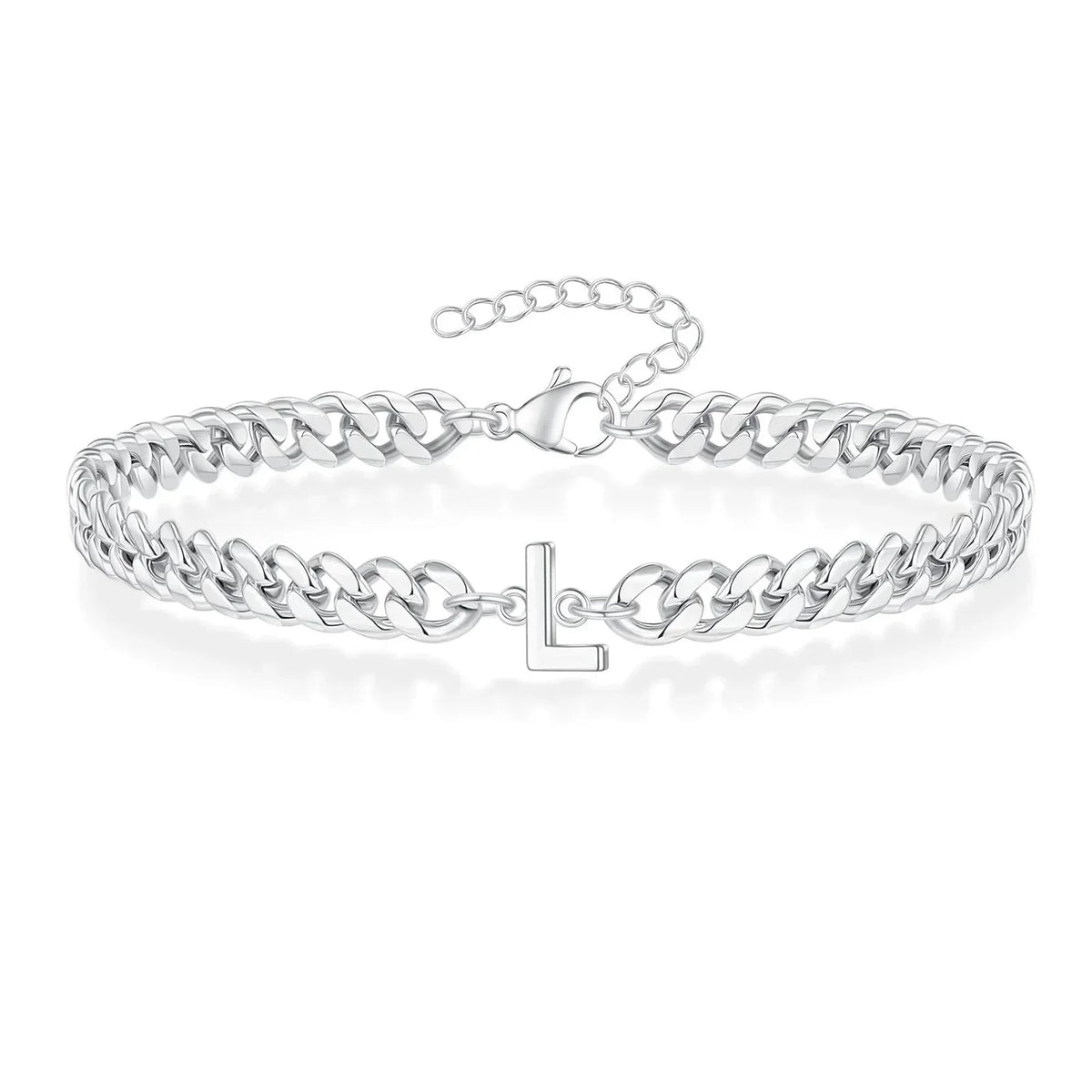Personalized Initial Cuban Chain Bracelet for Couples