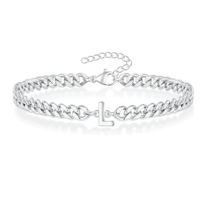 Personalized Initial Cuban Chain Bracelet for Couples
