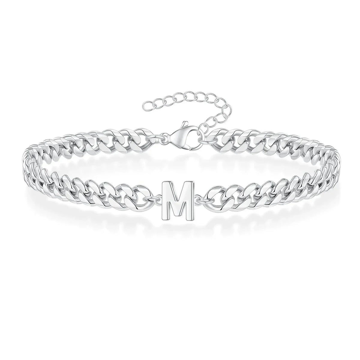 Personalized Initial Cuban Chain Bracelet for Couples