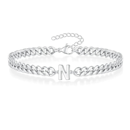 Personalized Initial Cuban Chain Bracelet for Couples