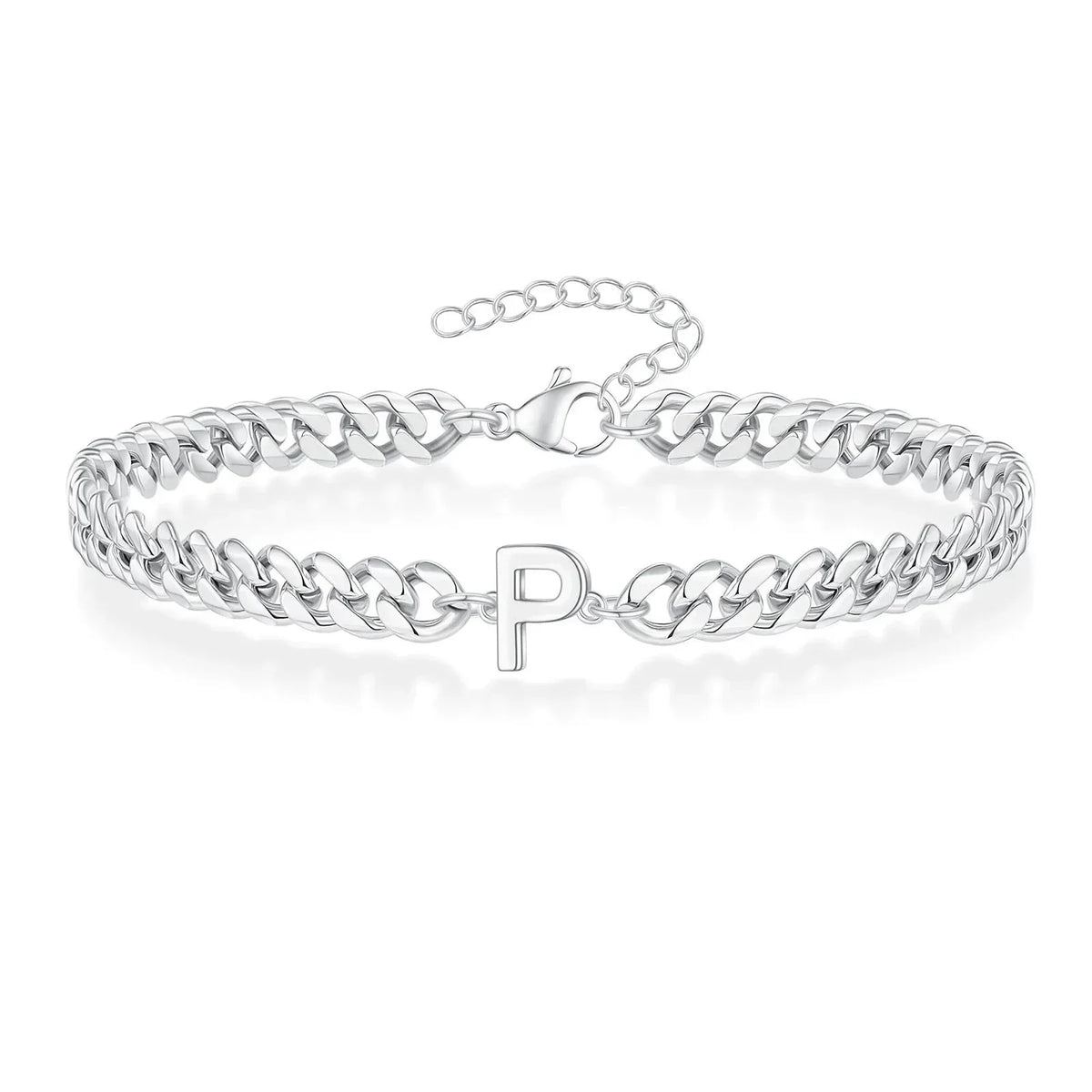 Personalized Initial Cuban Chain Bracelet for Couples