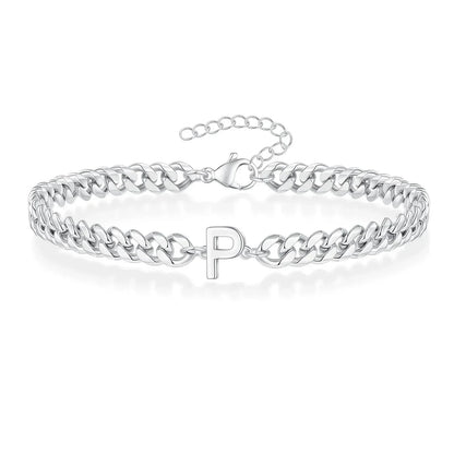 Personalized Initial Cuban Chain Bracelet for Couples