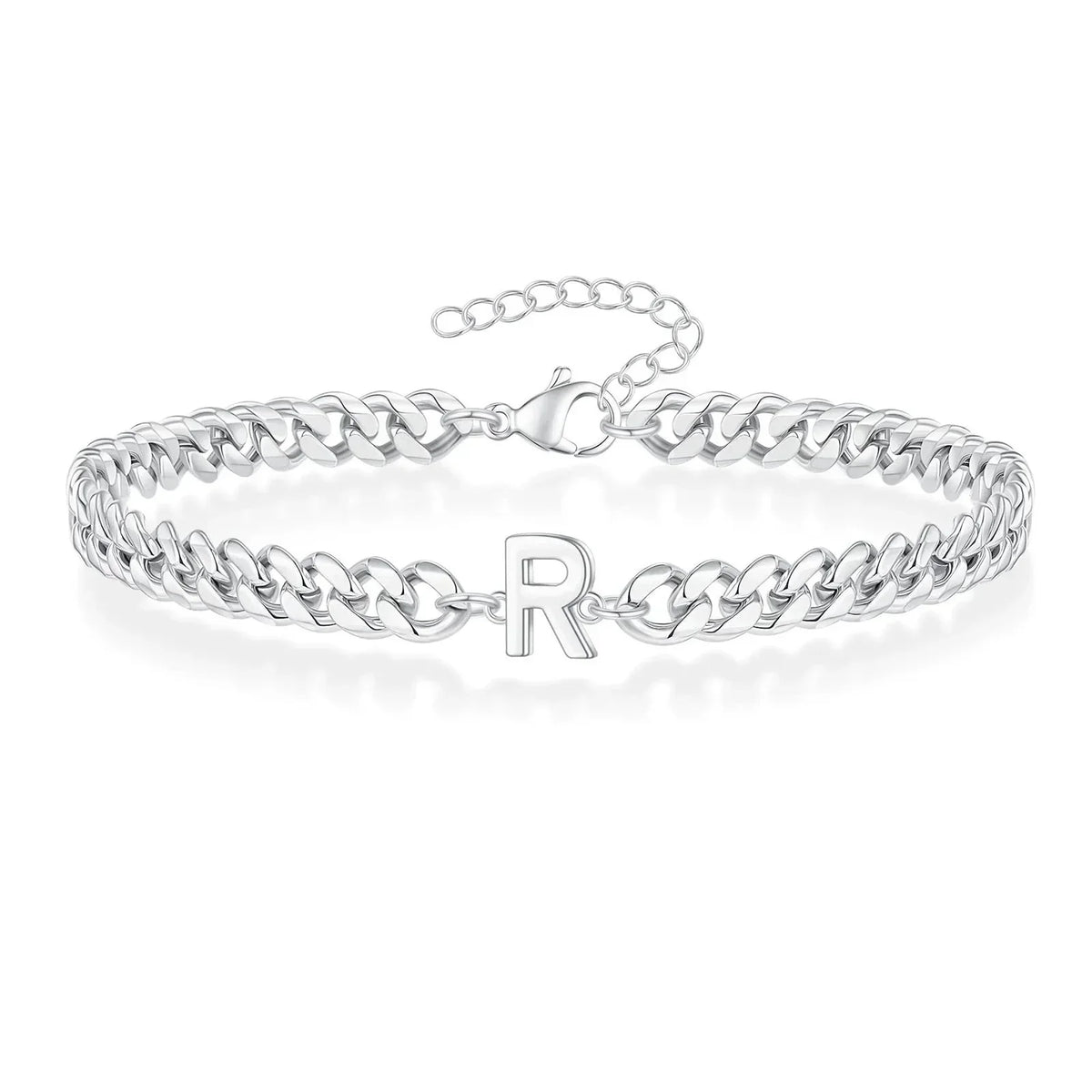 Personalized Initial Cuban Chain Bracelet for Couples