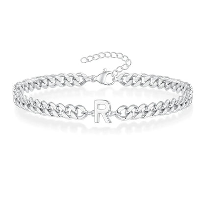 Personalized Initial Cuban Chain Bracelet for Couples
