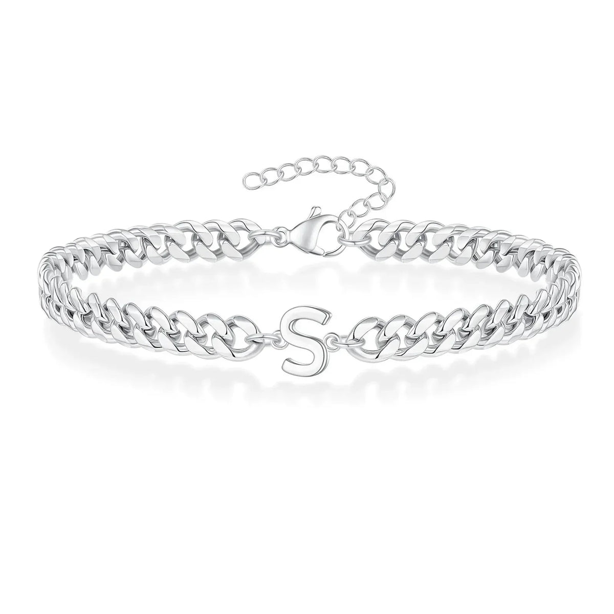 Personalized Initial Cuban Chain Bracelet for Couples