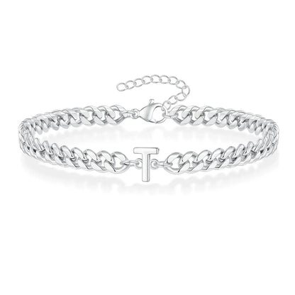 Personalized Initial Cuban Chain Bracelet for Couples