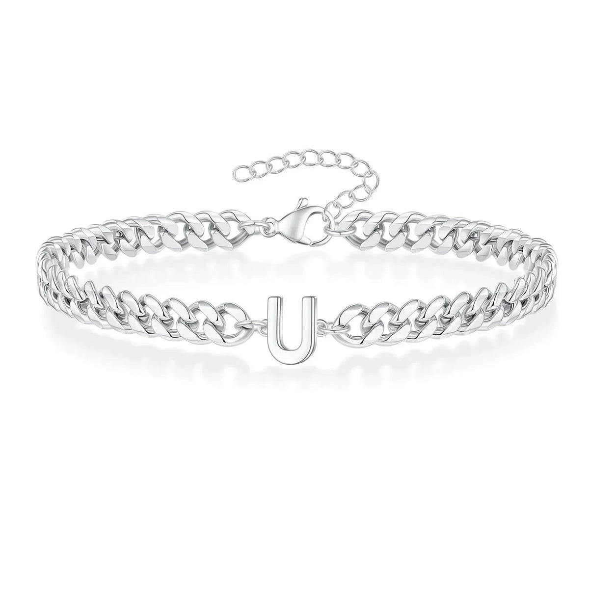 Personalized Initial Cuban Chain Bracelet for Couples