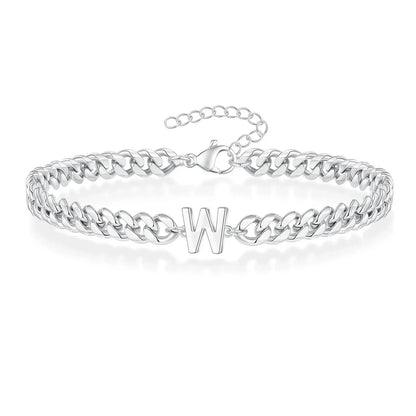 Personalized Initial Cuban Chain Bracelet for Couples