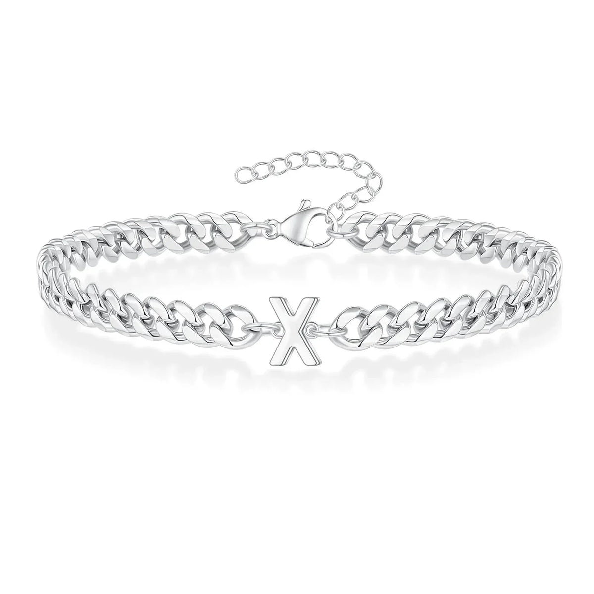 Personalized Initial Cuban Chain Bracelet for Couples