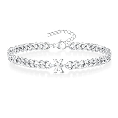 Personalized Initial Cuban Chain Bracelet for Couples