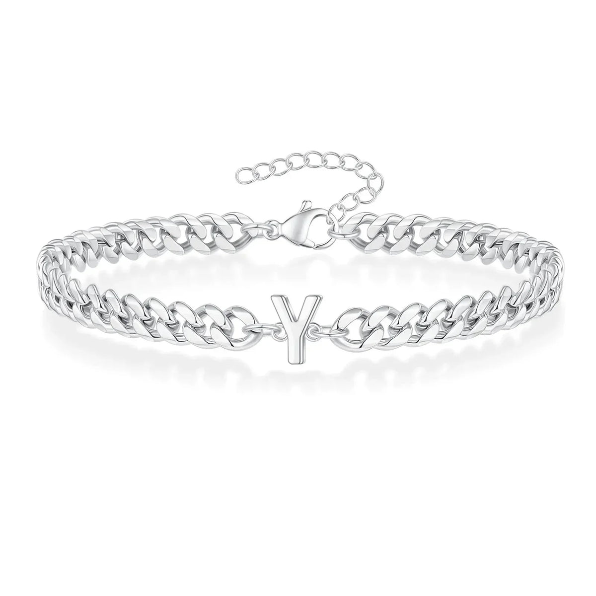 Personalized Initial Cuban Chain Bracelet for Couples