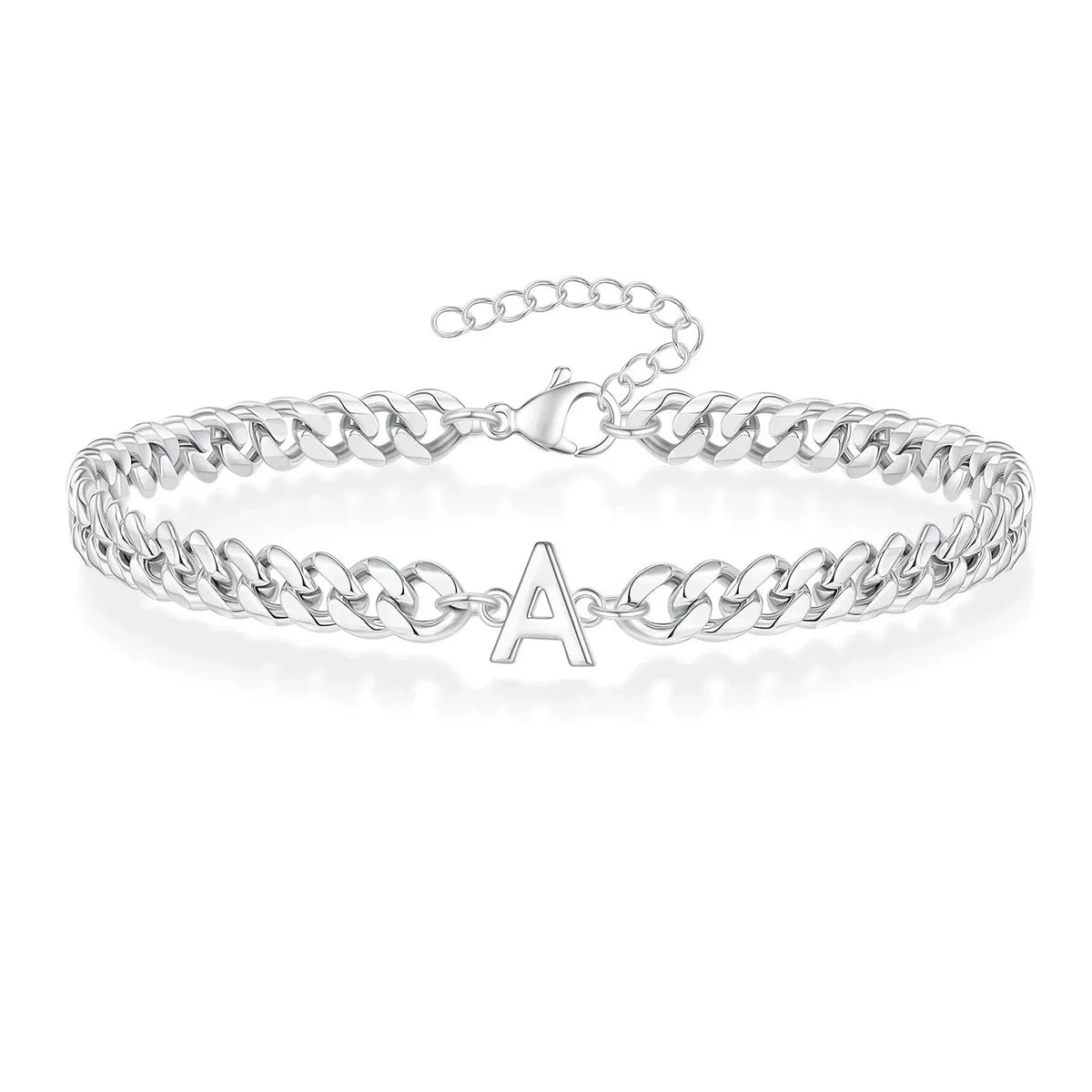 Personalized Initial Cuban Chain Bracelet for Couples