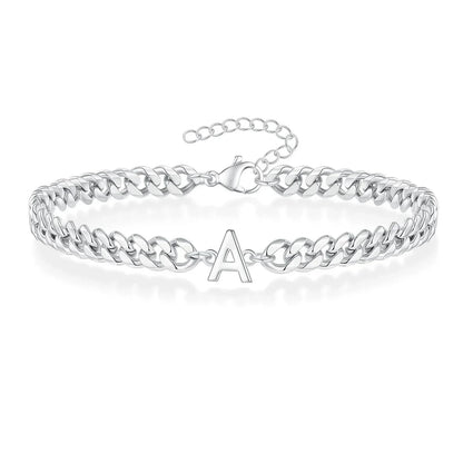 Personalized Initial Cuban Chain Bracelet for Couples